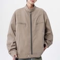 thumbnail image 4 of LIUJUNSHOP Oversized Hoodie Men’s Casual Loose Fit Casual Classic Stand Collar Casual Jacket For Men Loose Fit Workwear Fashion Outerwear Coat Autumn Season Khaki L, 4 of 5