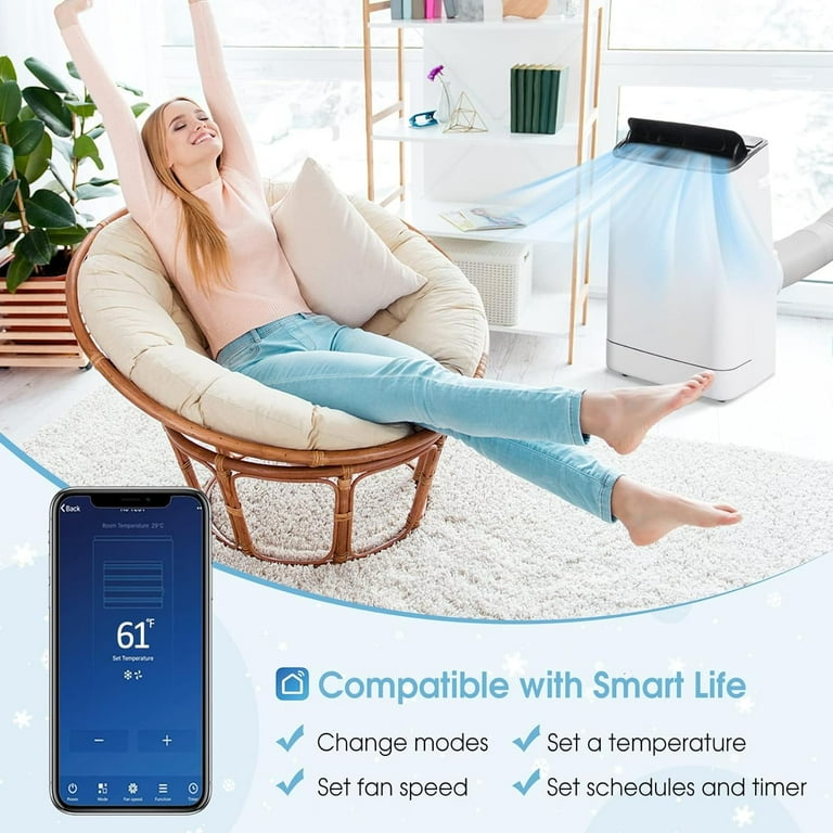 Giantex Smart Portable Air Conditioner Heater Combo 15000 BTUs Stand up AC Unit w Heat Dehumidifier Fan