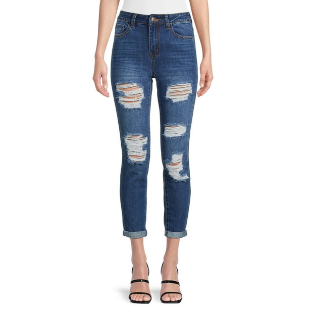 Gogo Jeans Juniors' Destructed & Cuffed Dream Skinny Jean - Walmart.com