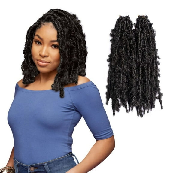 Darling Butterfly Locs Crochet Hair 2X Pack, 12 Inch, #1B