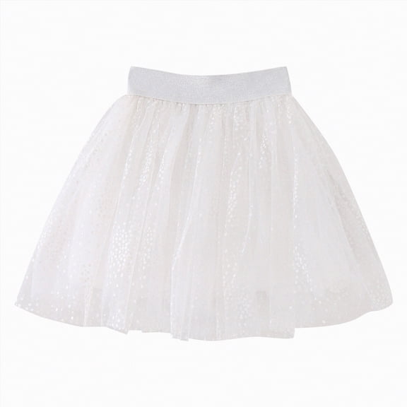 Godom Girls Short Tutu Skirt 18M-9T Ballet Mesh Tulle Polka Dot Solid Color Dance Skirt Summer Outfit,White