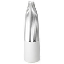 Mercana Furniture Kira I Small White Pinstripe Ceramic Vase