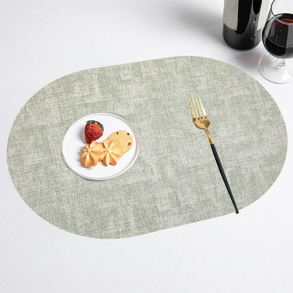 Oval Leather Placemats Heat Insulation Oil Proof Water Resistant Non-Slip Dining Table Mats for Home Restaurant Western Food Gray Blue Brown
