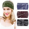thumbnail image 1 of 3 Paquetes de Diademas Boho Diademas Anchas Elásticas para el Cabello Banda Elástica Negra para Yoga Diadema con Turbante Anudado Diademas de Tela para la Cabeza con Estilo Diademas para Mujeres y, 1 of 5