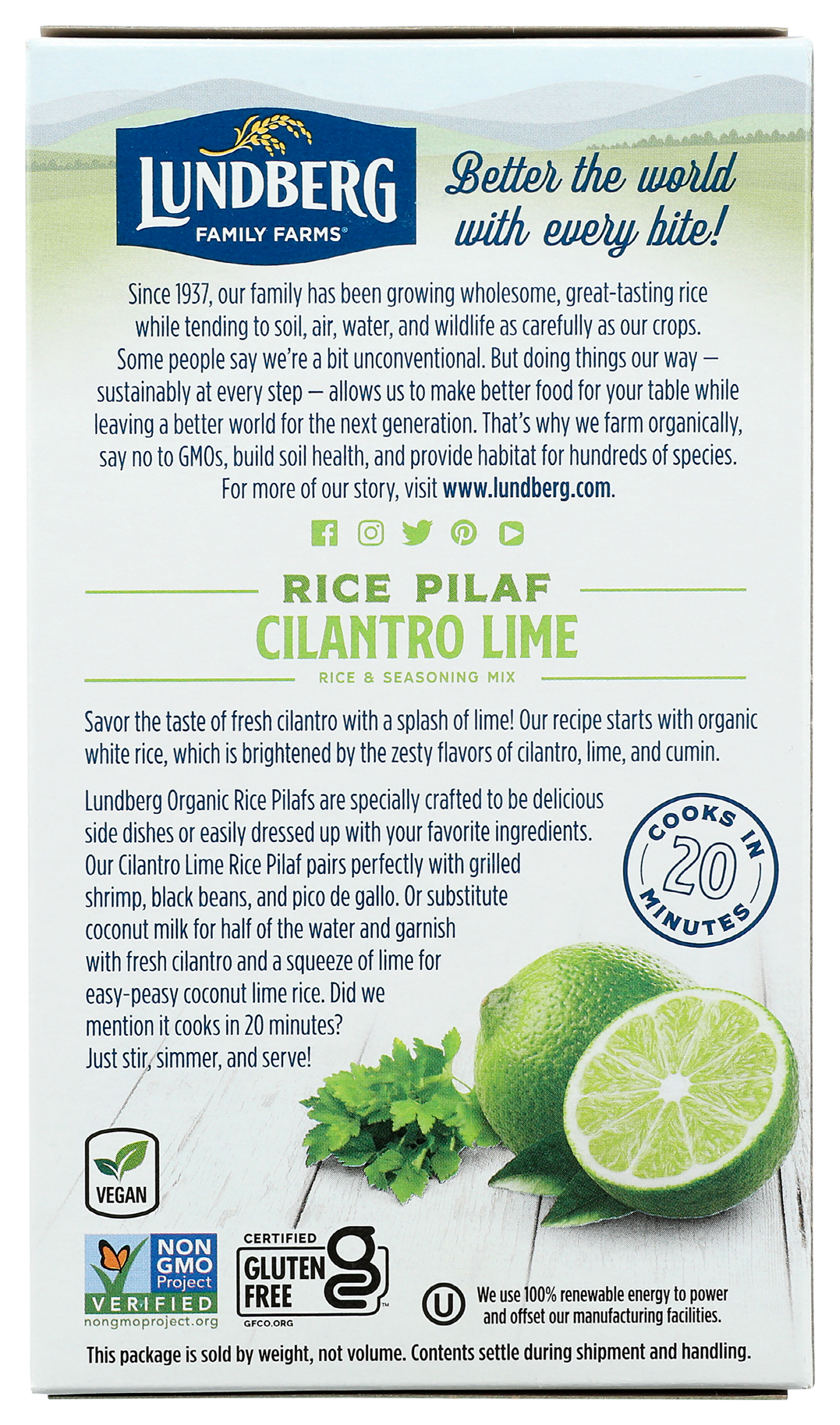 (Pack of 6), Lundberg Organic Cilantro Lime White Rice, 5.5 oz