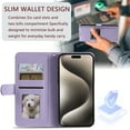 thumbnail image 4 of Classic Premium PU Leather Flip Case for iPhone 14 Pro Max, Wallet Case with Card Slots & Cash Pocket Kickstand Wrist Strap Full Body Protection Folio Case Cover for iPhone 14 Pro Max, Purple, 4 of 8