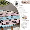 thumbnail image 3 of Pink Blue Paw Print Round Tablecloth for 55-60 Inch Tables,Fitted Table Cover with Elastic Edge,Vintage Farmhouse Rustic Wooden Grain Waterproof Outdoor Table Cloth Protector for Patio Garden Dinner, 3 of 9