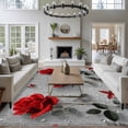 thumbnail image 3 of Large Area Rugs for Living Room Bedroom, Red Roses 6'x9' Rug Washable Carpet Runner Indoor Outdoor, Valentine's Day Butterflies Floral Romantic Gray Non Slip Floor Mats Rug for Kitchen, Playroom, 3 of 8