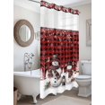 thumbnail image 4 of Winter Happy Snowmen No Hooks Shower Curtain with Snap in Fabric Liner Set, Pine Fruit Snowflakes Red Black Plaid Shower Curtains Waterproof Bathroom Curtain with See Through Top Window, 36x72 Inch, 4 of 6