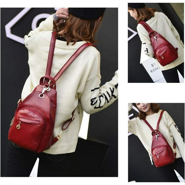 Small Leather Convertible Backpack Sling Purse Shoulder Bag for Women Walmart