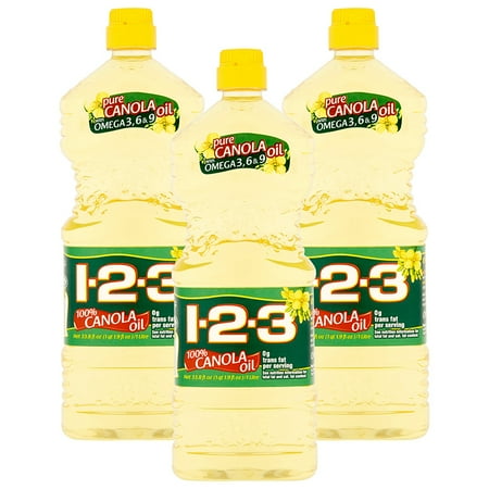(3 pack) (3 Pack) 1-2-3 100% Canola Oil, 33.8 fl oz