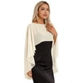 thumbnail image 2 of Fldy Woman Chiffon Cape Wrap Shawl Capelet Poncho Bridesmaid Shrug Cover Up for Wedding Evening Dress Champagne One Size, 2 of 7