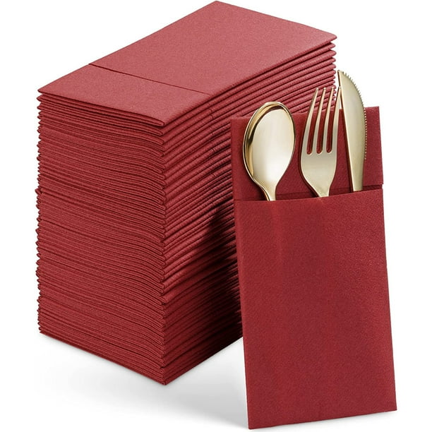 BloominGoods Colored Paper Disposable Dinner Napkins with Flatware