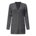 thumbnail image 4 of Quealent Womens Cardigan Sweaters Chunky Cotton Blended Button Down Clothes Fall Long Sleeve Outfits 2025 Winter Trendy Dark Gray for Size XXL, 4 of 4
