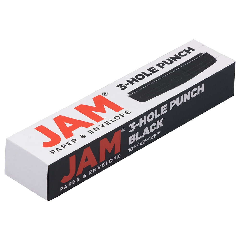 JAM Paper Metal 3 Hole Punch, Black, 10 Sheet Capacity, Hole Puncher, 1 Pack