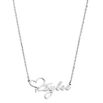 Personalized Planet Fancy Script Name with Heart Necklace ,Women's