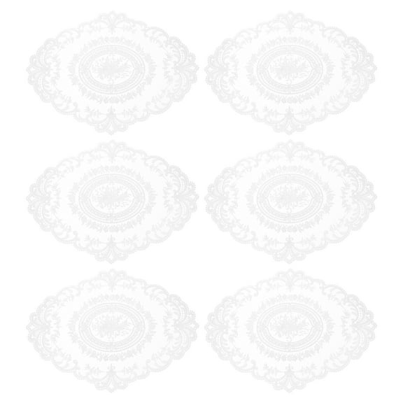 6Pack 12x16in Retro Lace Placemat Oval French Crochet Doilies Pure White