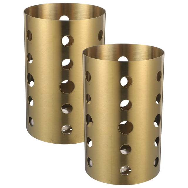 UPGRATOR 2Pcs Golden Stainless Steel Kitchen Countertop Organizer Utensil Holder with Anti Rust Design