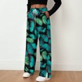thumbnail image 6 of felwors Women's Floral Print Wide Leg Sweatpants – Soft Lounge Joggers with Drawstring Waist & Pockets, Casual Comfort Fit for Home, Travel & Everyday Wear（Green， S）, 6 of 8