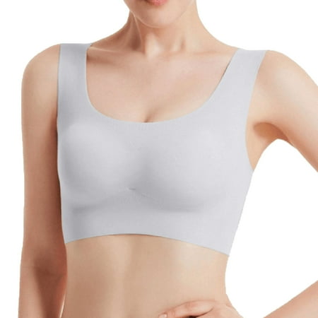 Hontri Bra Seamless Bras for Women Ultra Thin Padded Comfort Wireless Bra Breathable Bralette for Sleep Everyday Bra Gray 2 Xl