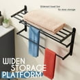 thumbnail image 6 of KOKOSIRI Double Towel bar with Shelf 3 Tier Towel Rack with Single Towel Bar Bathroom Towel Rack Storage Organizer Wall Mounted Stainless Steel, Matte Black, B5003BK-L24, 6 of 7
