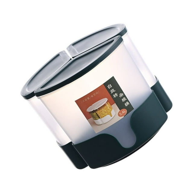 3-Grid Rotating Grain Rice Dispenser Cereal Moisture Proof Bucket Dry Food Bean Oat Soybeans Corn Removable Cover Storage Box Green