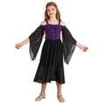 thumbnail image 4 of YONGHS Halloween Gothic Dress for Girls Lolita Princess Lace Up Cold Shoulder Dress Medieval Cosplay Costume Purple 16, 4 of 7
