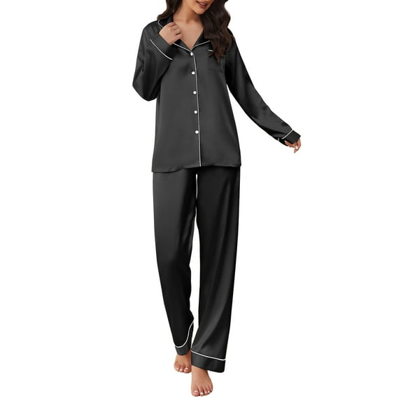 Avidlove Women Satin Pajama Set Silky Long Sleeve Sleepwear Soft Pj Set Button Down Nightwear S-XXL