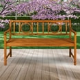 thumbnail image 3 of Apollo 51.2" 3-Seat Circle-Back 600-Lbs Support Acacia Wood Outdoor Garden Patio Bench, Teak, 3 of 8