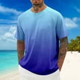 thumbnail image 2 of JAJAHO Mens Short Sleeve T Shirt Fashion Casual Gradient Loose Fit Crew Neck Color Block T-Shirts Graphic Tee Versatile Tops, 2 of 3