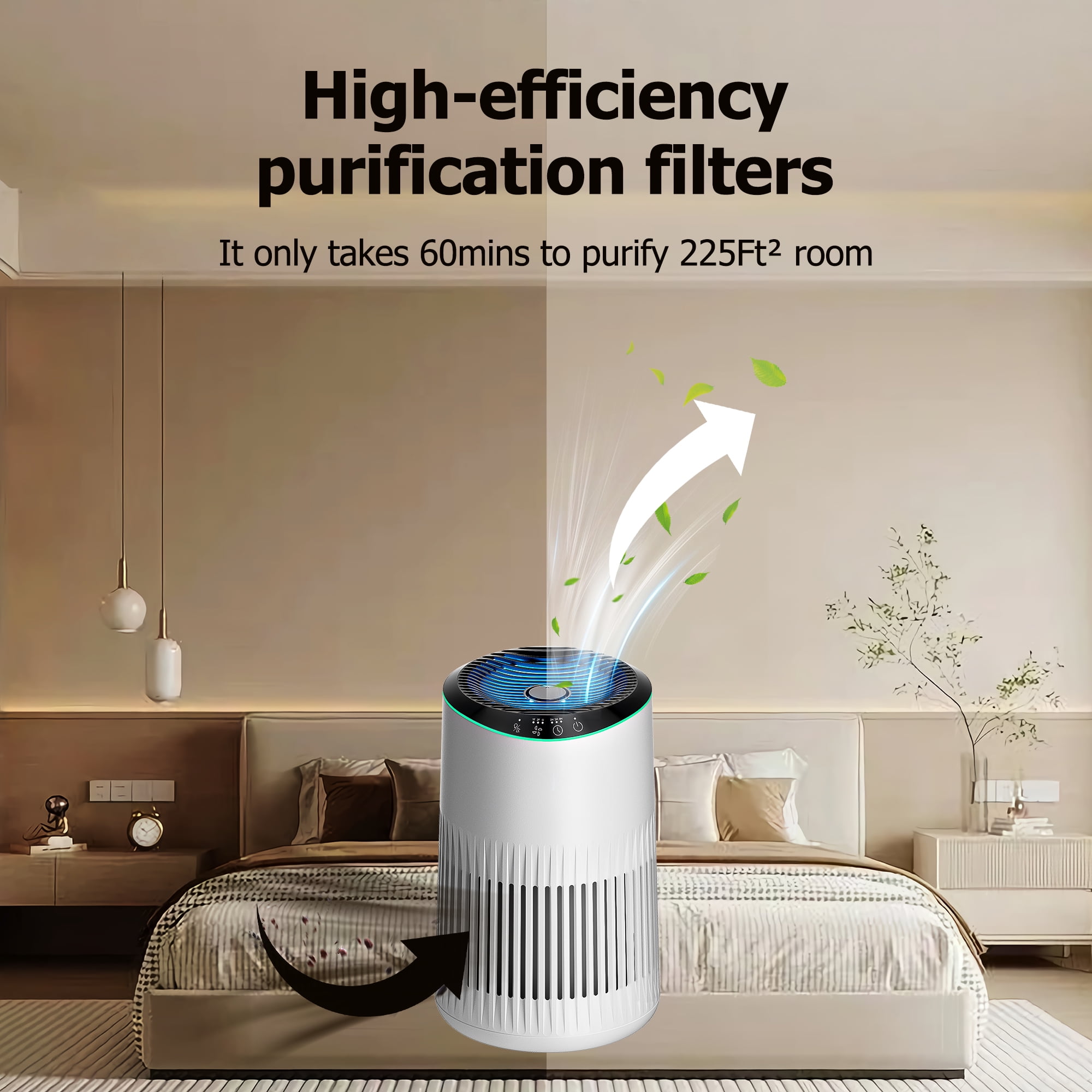 MORENTO Air Purifiers with Hepa Filter for Home Bedroom Large Room, Remove 99.97% Dust up to 450 Sqft, White, 2 Pack