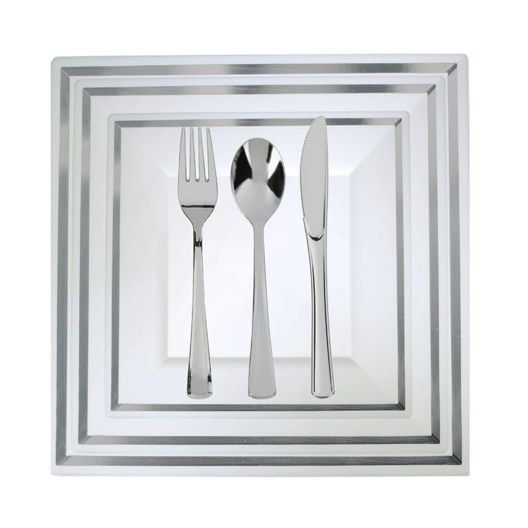 Silvery Plastic Plates Disposable Plastic Party Plates With - Temu