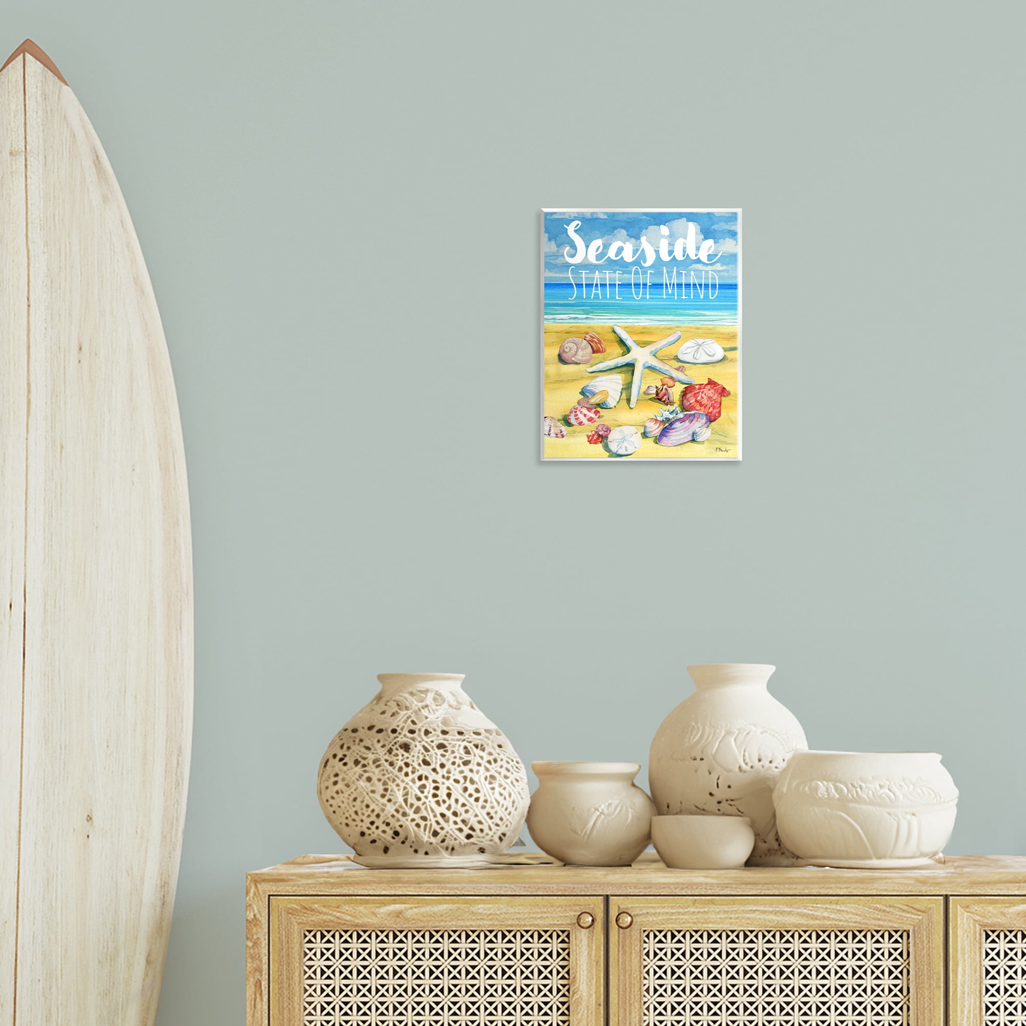 Stupell Industries Seaside Sandy Shells Coastal Painting Unframed Art Print Wall Art, 11 x 14