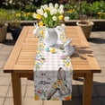 thumbnail image 5 of Happy Easter Table Runner, Spring Gray Bunny Yellow Floral He Is Risen Pink Plaid Cotton Linen Kitchen Table Decoration Washable Dining Tabletop Runners for Home Party Decor 13x108 Inches, 5 of 9