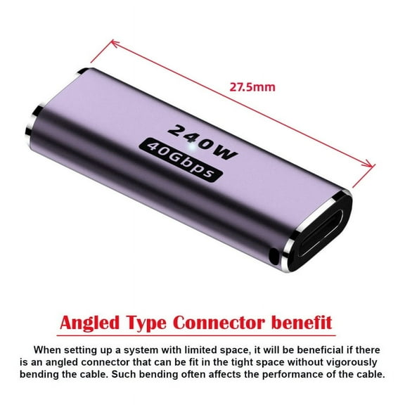 JSER USB4 Type C Female to Female 240W Power 40Gbps Data 8K Video Extender Adapter for NS Phone Laptop