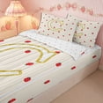 thumbnail image 5 of Meiyoeat Red Strawberry Letter C Zipper Twin Comforter Sets with Fitted Sheet and 2 Pillowcases for teens, Kawaii Fruit Stripe Print Zipper Bedding Set, Gold Red,4-Piece, 5 of 6