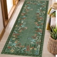 thumbnail image 3 of Washable 2x6 Runner Rugs, Large Living Room Rug, Non-Slip Soft Floral Rugs for Bedroom, Botanical Area Rug Carpet for Dining Room Guest Room (Green,2'x6'), 3 of 7