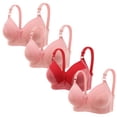 thumbnail image 1 of fheaev Summer Savings Clearance Front Closure Bras For Women Full Coverage Plus Size Bralette Bra 4PC Women Plus Size Lace Plaid Printing Non-Steel Ring Non-Magnetic Buckle Underwear Bra, 1 of 4