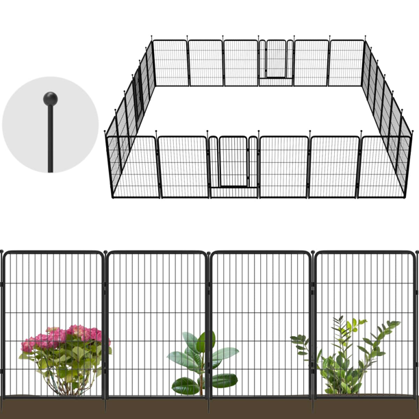 FXW Garden Fence 24 Panels 54ft (L)×40in (H) Animal Barrier Decorative