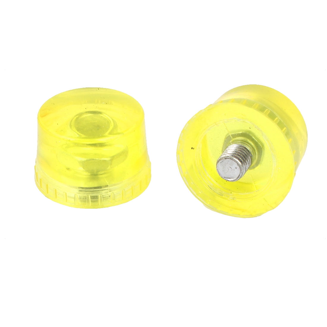 Replaceable 10mm Thread Head Plastic Hammer Tip 40mm Dia Clear Yellow 2pcs