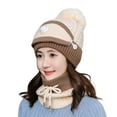 thumbnail image 2 of Female Winter Warm Knitted Circle Loop Scarf Face Cover Valve Plush Woolen Cap, 2 of 8