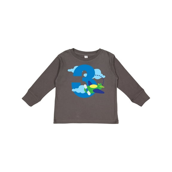 Inktastic 3rd Birthday Airplane Pilot Boys Long Sleeve Toddler T-Shirt
