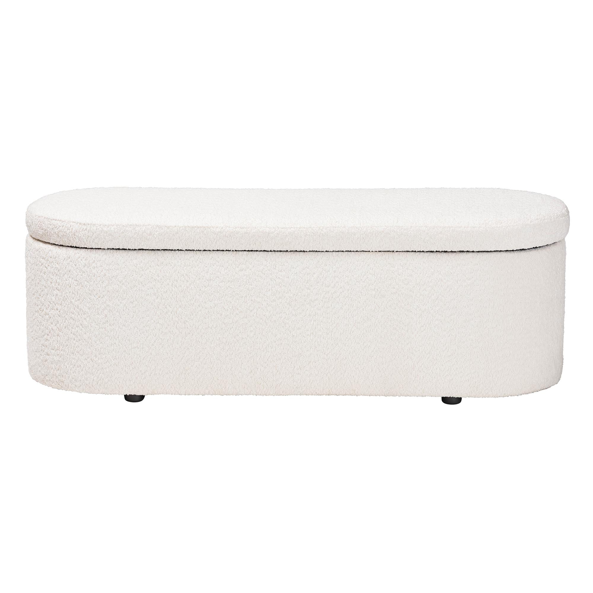 Baxton Studio Lavina Modern Storage Bench, Teddy-Bear Fabric, Black