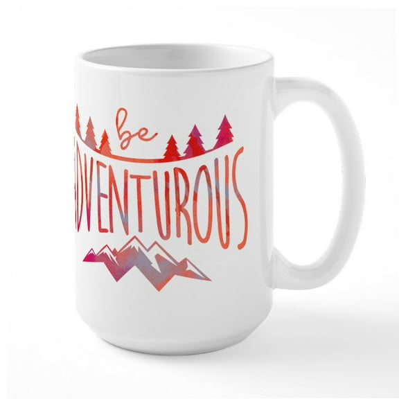 CafePress - Be Adventurous Red Large Mug - 15 oz Ceramic Large White Novelty Mug