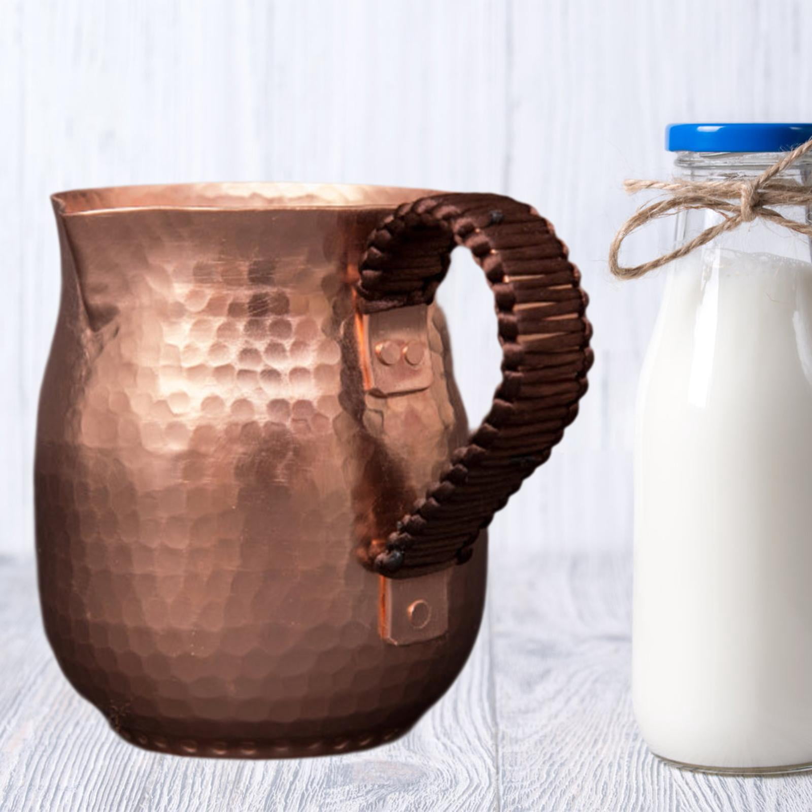 Baoblaze Copper Cup Drinkware Espresso Steaming Pitcher for Camping Picnic Restaurant 450ml
