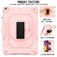 thumbnail image 3 of For iPad 10.2 Case 2021/2020/2019, iPad 9th/ 8th/ 7th Generation Case with Pencil Holder, Kickstand with Elastic Wrist Hand Strap Shoulder Strap Rugged Shockproof Cover, Rosegold, 3 of 6