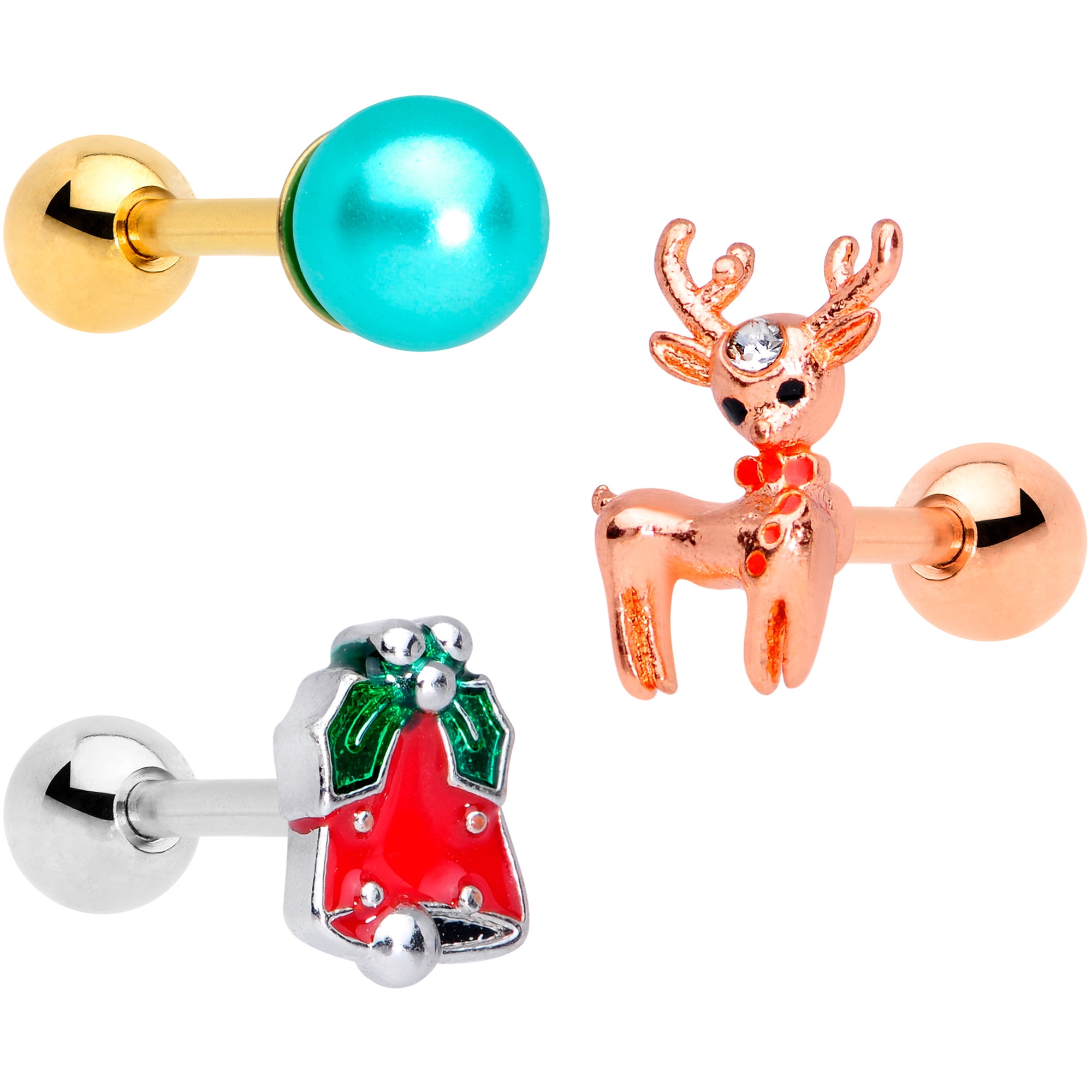 Body Candy 16G Womens 3Pc PVD Steel Holiday Decorations Cartilage