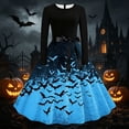 thumbnail image 6 of Dvprdro Halloween Dress for Women Long Sleeve Crewneck Printed A Line Swing Flared Midi Party Dresses, 6 of 7