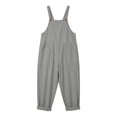 thumbnail image 5 of Linen Jumpsuits for Women Summer Fall Casual Sleeveless Wide Leg Overalls Adjustable Strap Jumpsuit Trendy Beach Vacation Outfit Gray S, 5 of 7