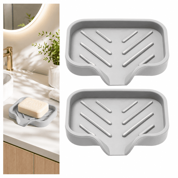 2pcs Silicone Soap Dishes Draining Bar Soap Holders Bathroom Countertop Soap Trays